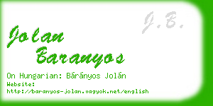 jolan baranyos business card